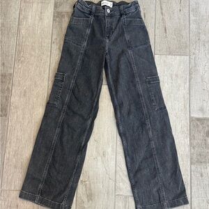 abercrombie kids high rise wide leg black pant